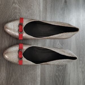 Pilcro Red And Silver Heels